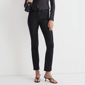 Madewell Kick Out Crop Jeans in True Black Wash Coated Edition size 27 NWT NN472